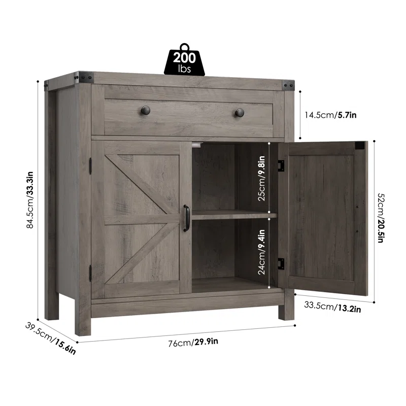 2 Door Accent Cabinet with all the dimentions