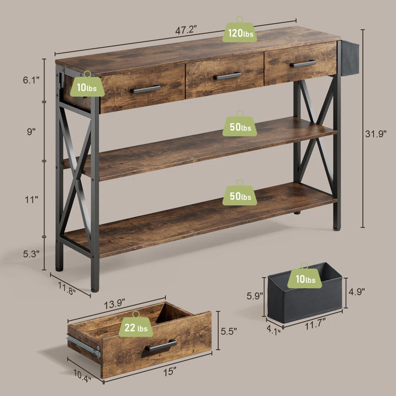 Console Table with all the dimentions