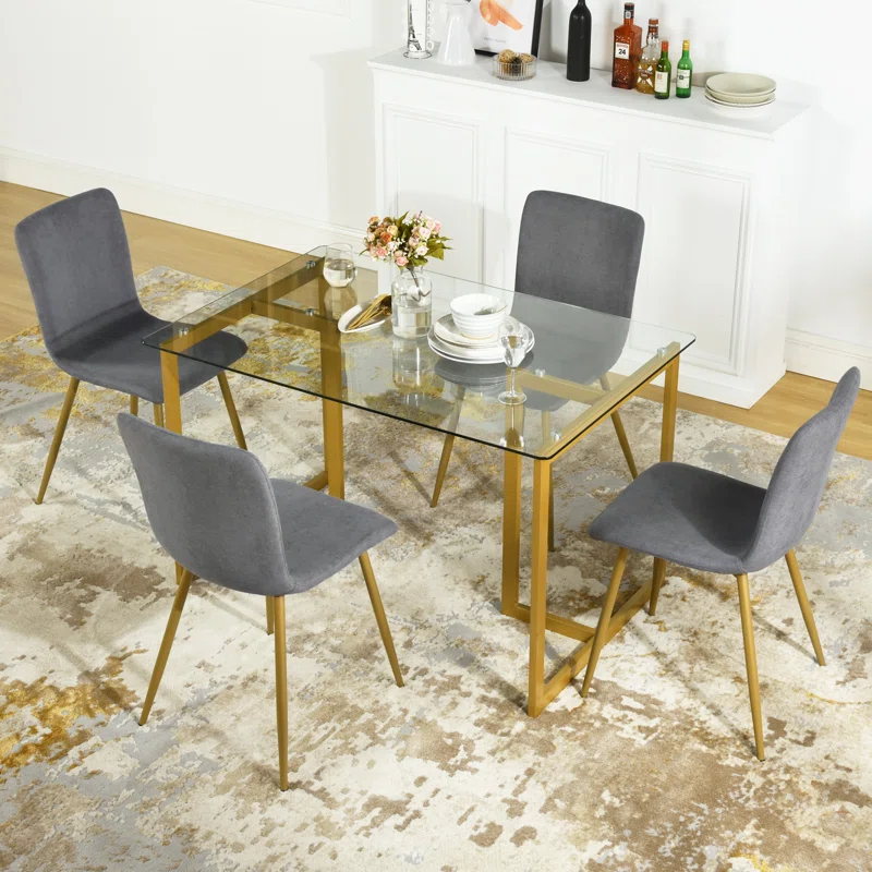 Courseulles 5 - Piece Sled Dining Set bird eye view in living room