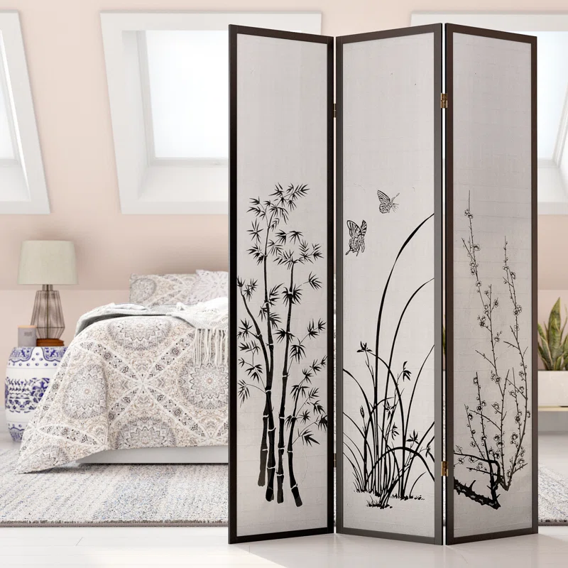H Solid Wood Folding Room Divider uses in bedroom