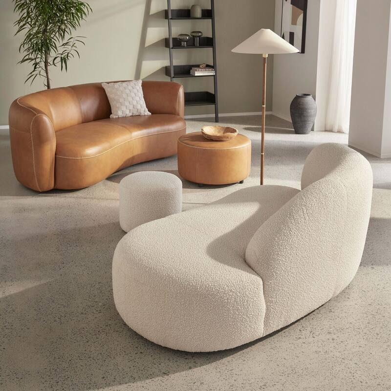 LUNE Leather Ottoman in living