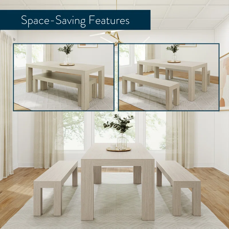 Linzy 6-Person Pine Solid Wood Dining Set features