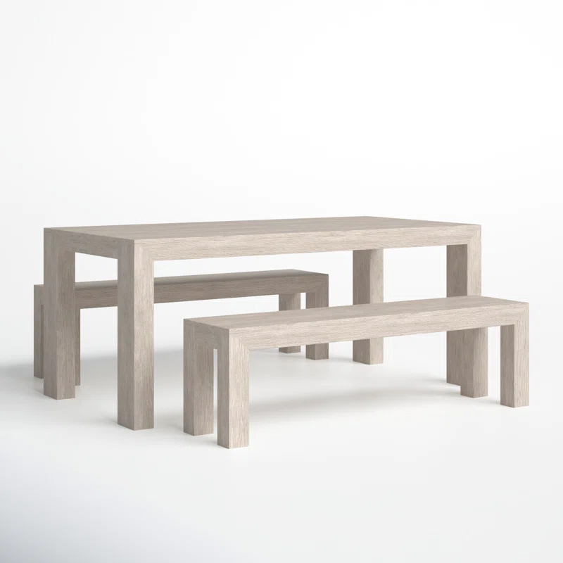 Linzy 6-Person Pine Solid Wood Dining Set side angle view opp