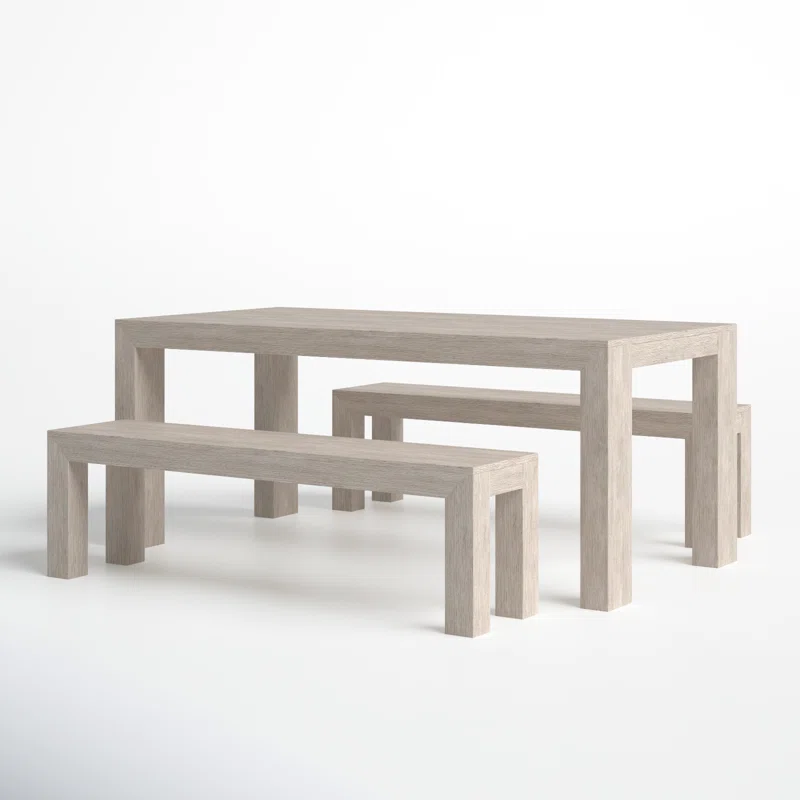 Linzy 6-Person Pine Solid Wood Dining Set side angle view