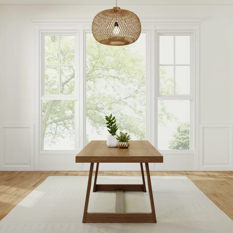 Linzy Solid Wood Dining Table in living room