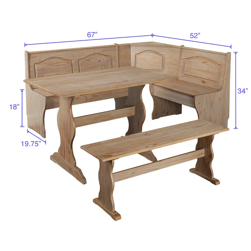 Padstow 3 - Piece Pine Trestle Dining Set dimensions