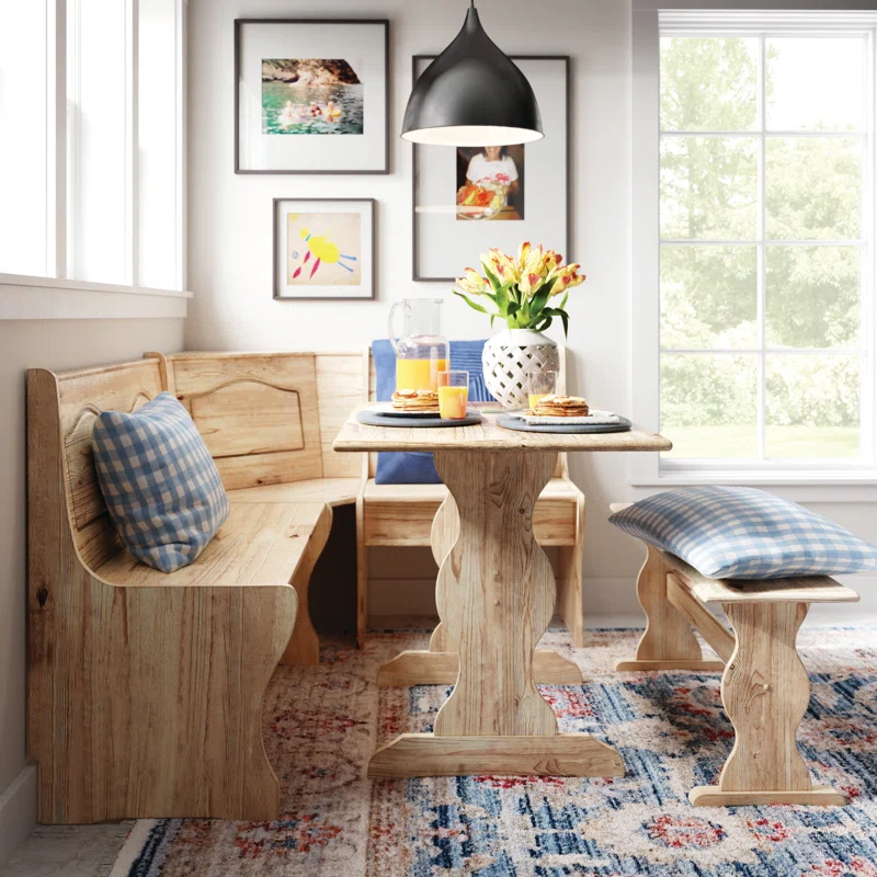 Padstow 3 - Piece Pine Trestle Dining Set in living room