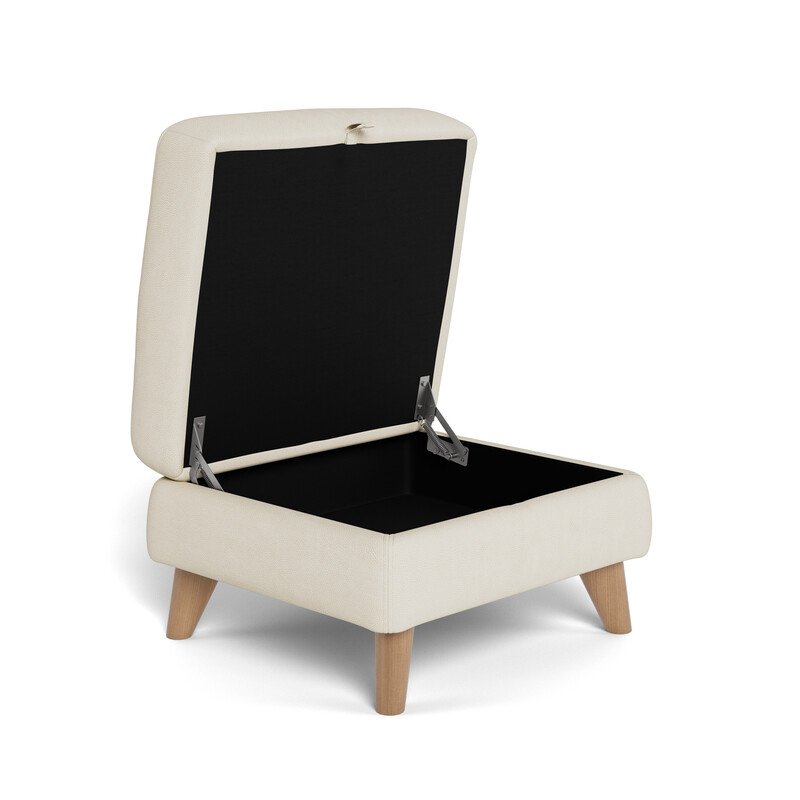 STERLING Leather Storage Ottoman open lid