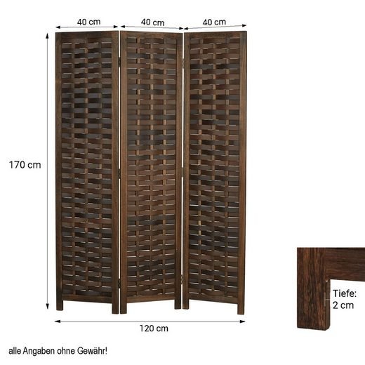 Screen Room Divider 3 Pieces with dimentions
