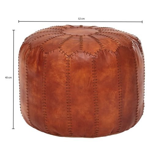 Upholstered stool FB54091 (real leather brown 52x40x52 cm ottoman living room), design pouf stool oriental, upholstered stool dimensions