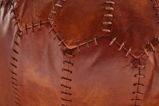Upholstered stool FB54091 (real leather brown 52x40x52 cm ottoman living room), design pouf stool oriental, upholstered stool material