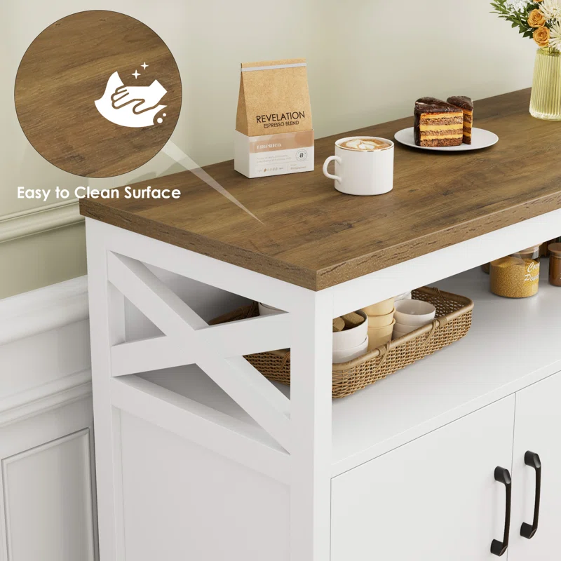 Wide Modern Storage Sideboard with details