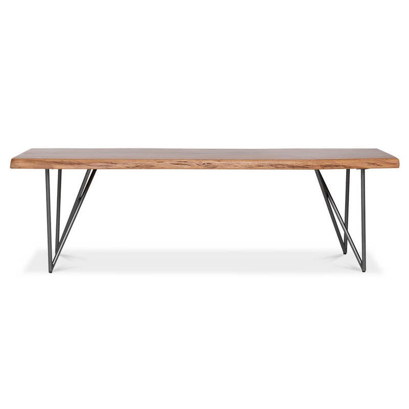wood steel Dining Bench front view