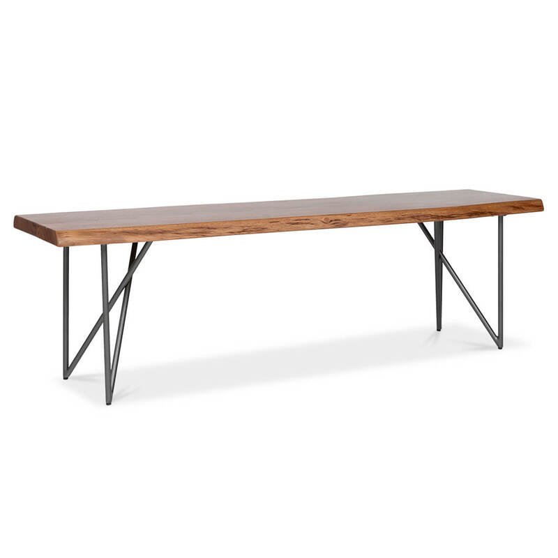 wood steel Dining Bench isometric view