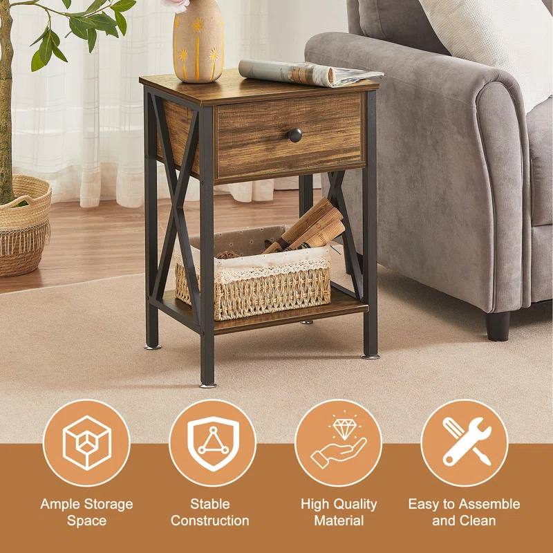 3 Piece Bedroom Set actual sidetable view
