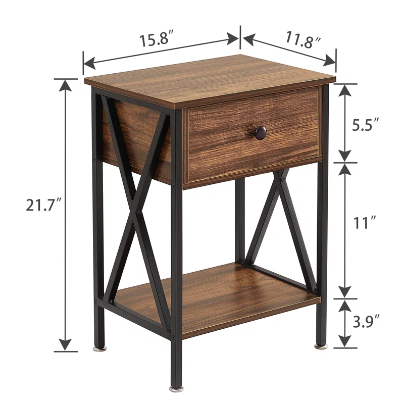 3 Piece Bedroom Set sidetable dimentions