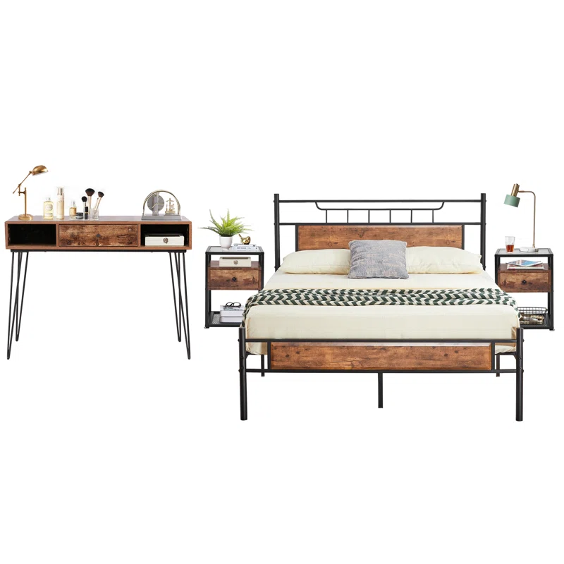 4 Piece Bedroom Set front view png