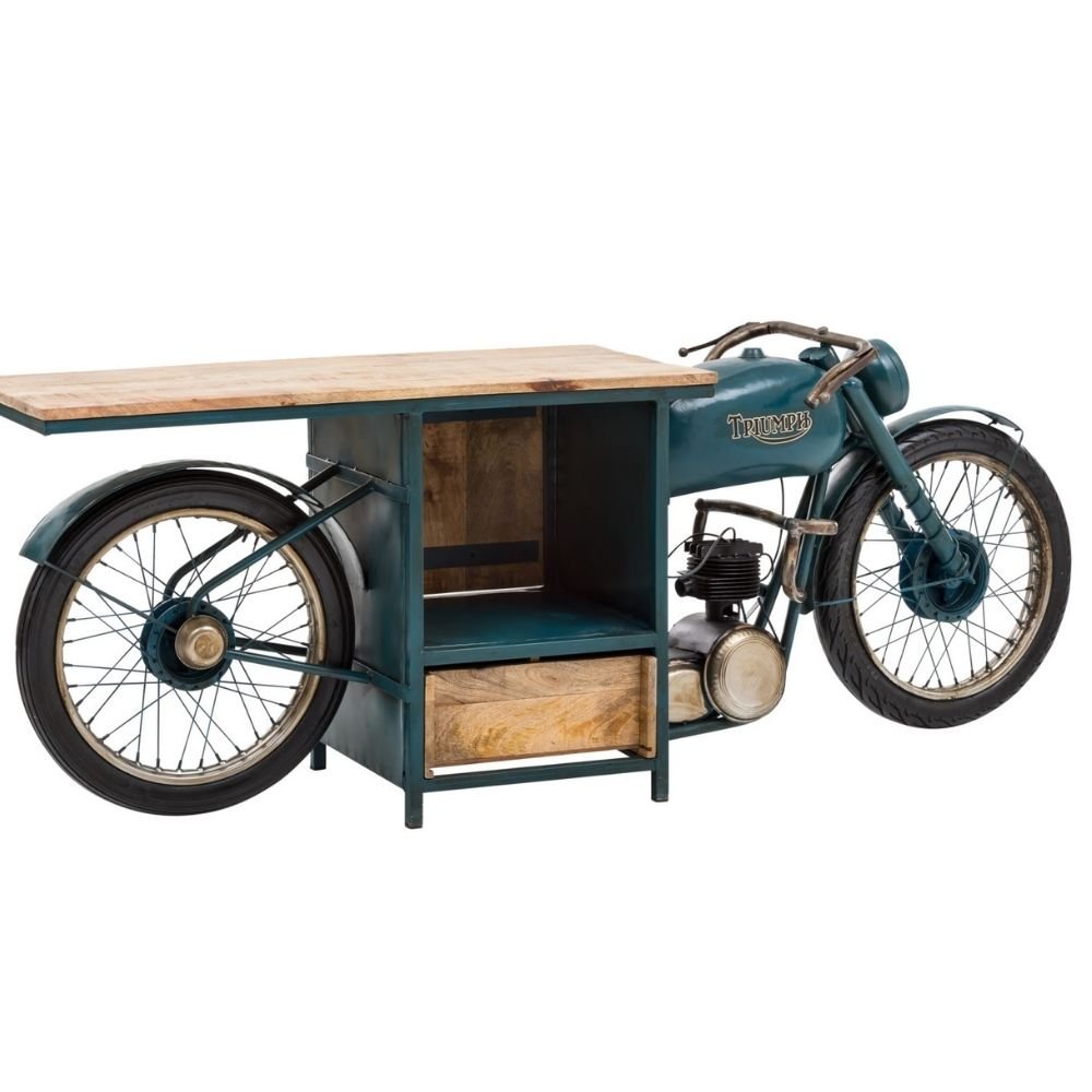 Antique Wooden Furniture _ Triumph Bike vanity side angle view opp png