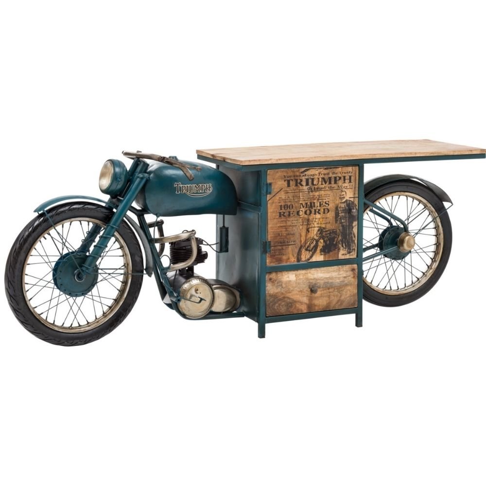 Antique Wooden Furniture _ Triumph Bike vanity side angle view png