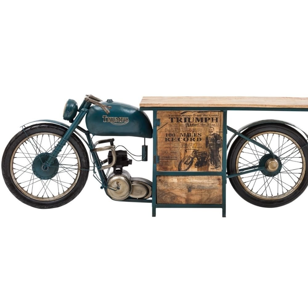 Antique Wooden Furniture _ Triumph Bike vanity side view png