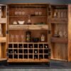 Bar cabinet SCORPION in Solid wood 3D carvings open cabinet front view