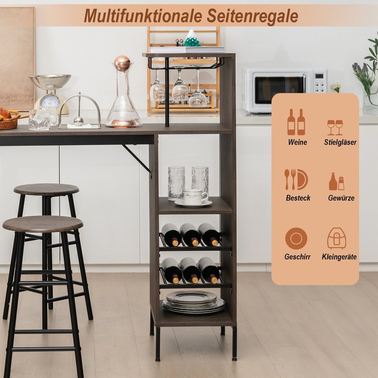 Bar table with wine rack holders & stools user guide details