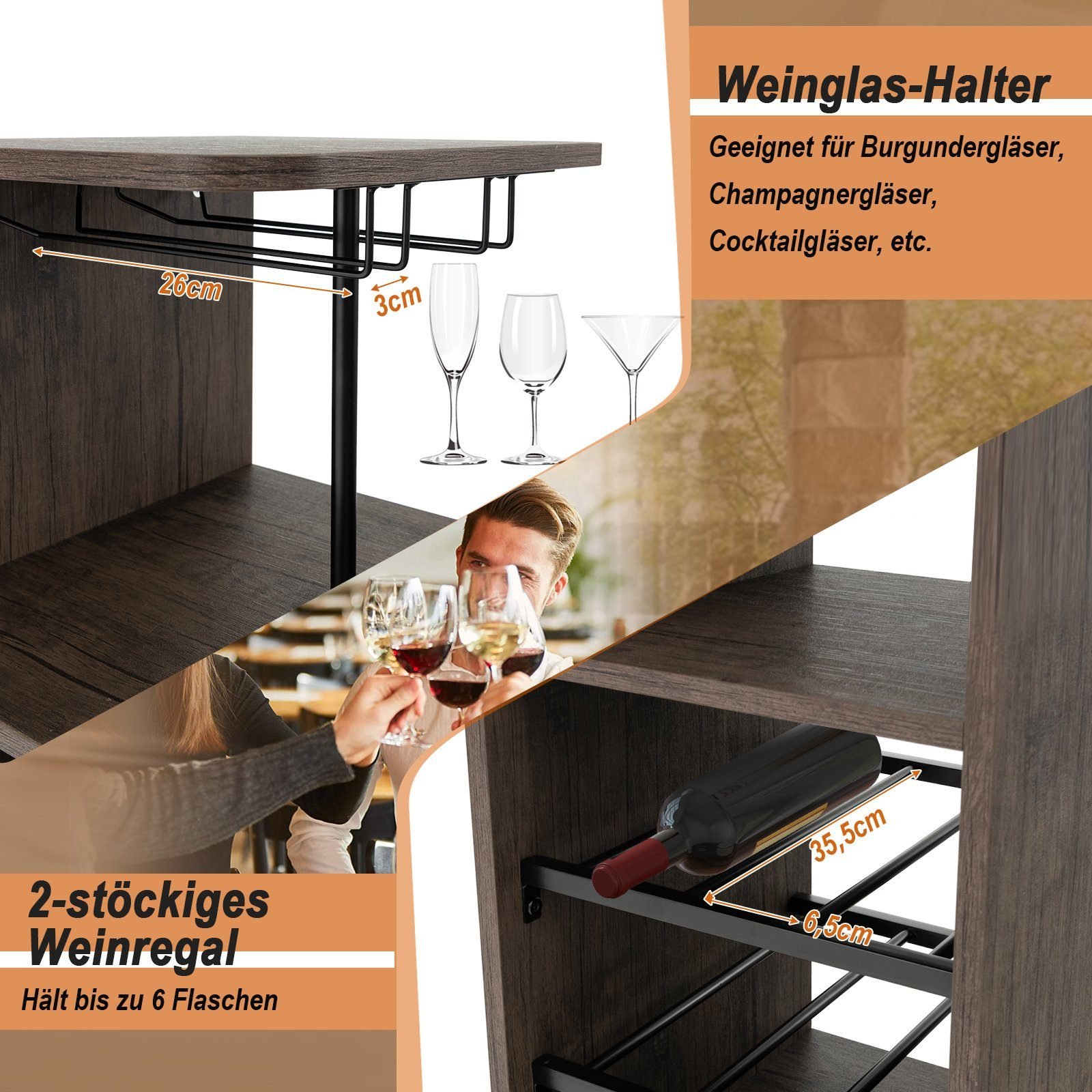 Bar table with wine rack holders & stools user guide