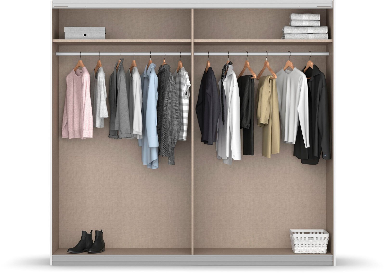 Bedroom set sliding door wardrobe bed Bedside Tables open wardrobe view
