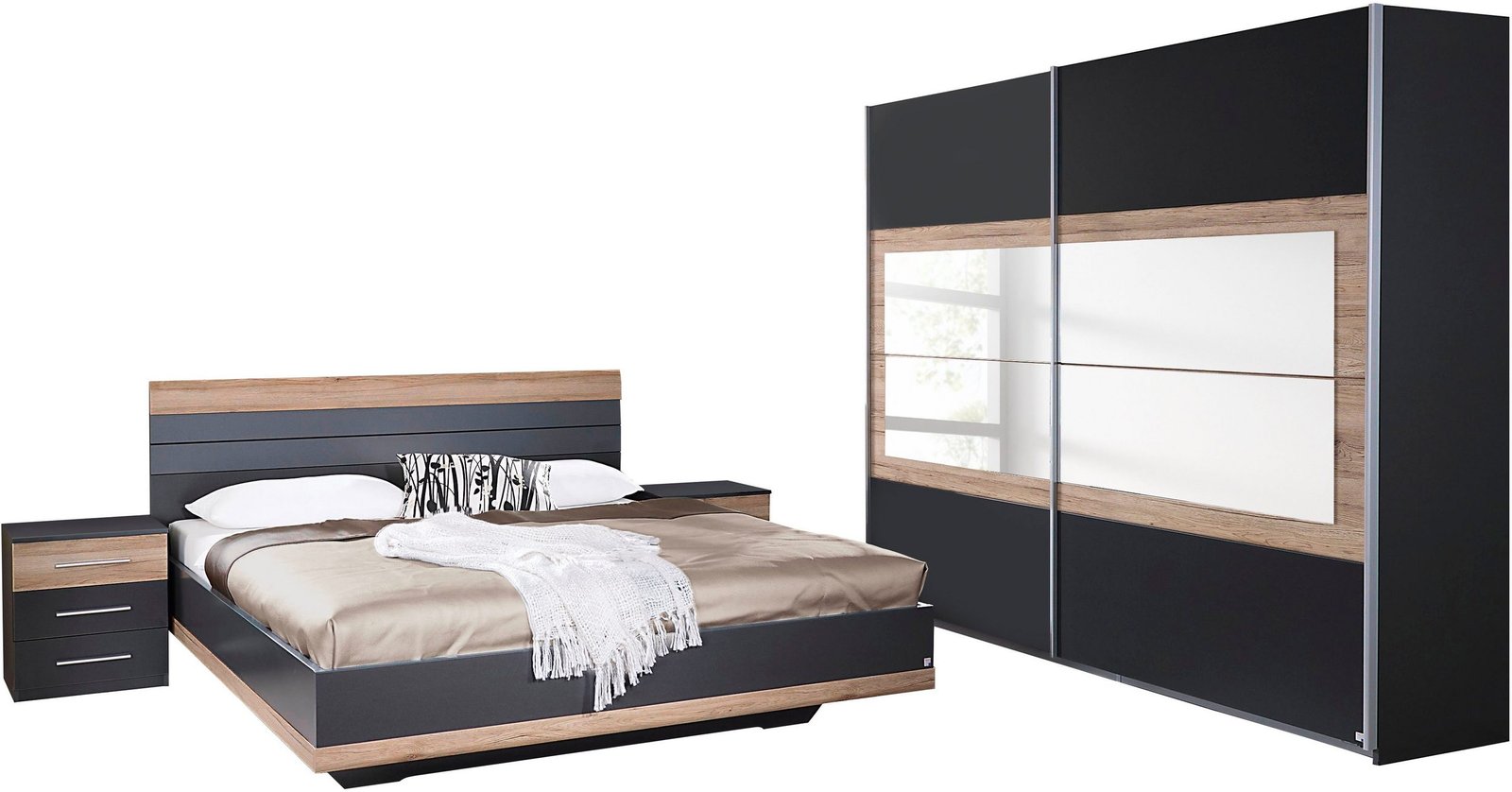 Bedroom set sliding door wardrobe bed Bedside Tables png