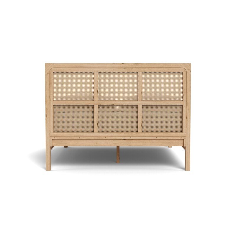 Cane-Wood Bed back side view