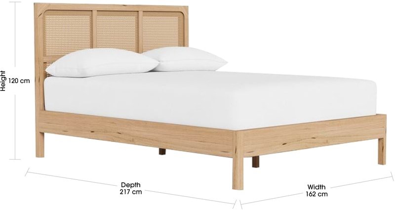 Cane-Wood Bed closeup view