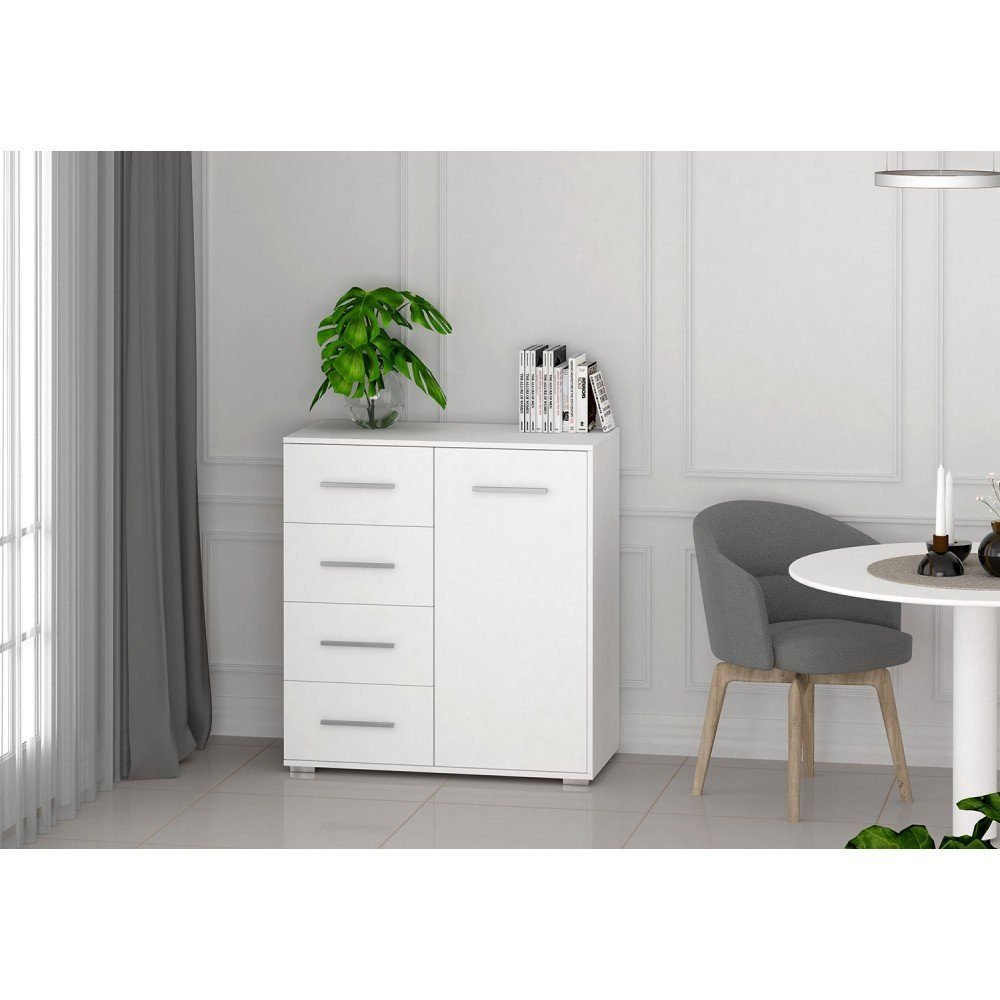 Complete bedroom set in white 5-piece actual cabinet onsite view
