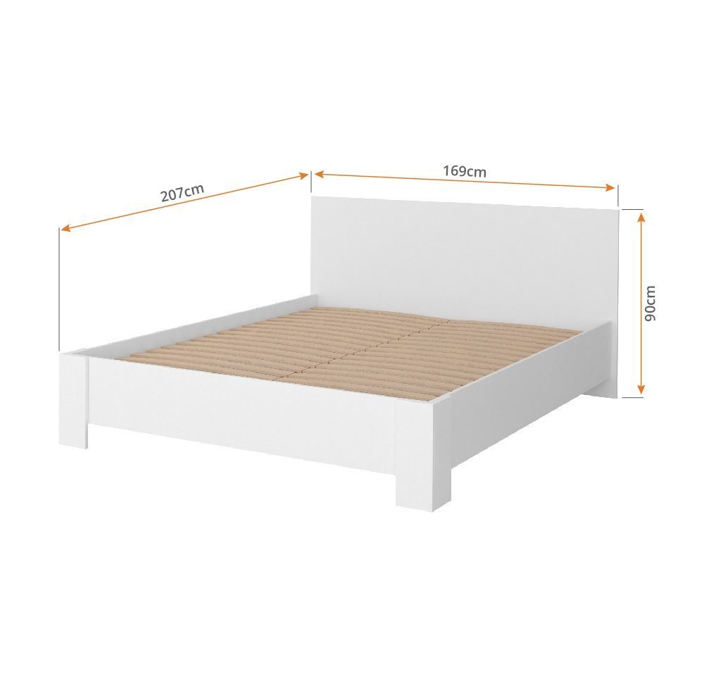 Complete bedroom set in white bed in dimentions