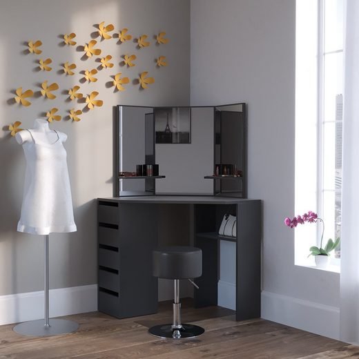 Dressing table ARIELLE black in bedroom