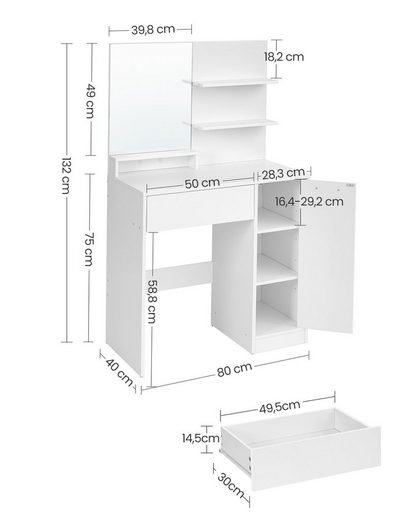 Dressing table, white dimensions