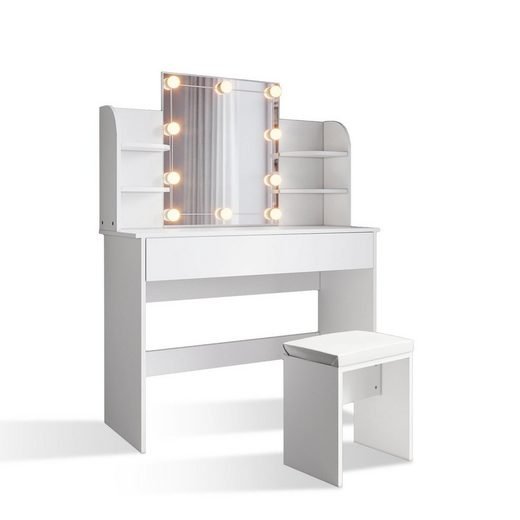 Dressing table white oak side angle view png