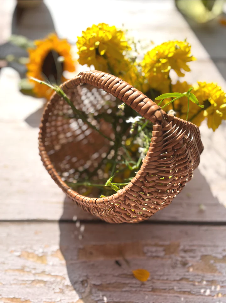English willow multi utility Moon basket with flower