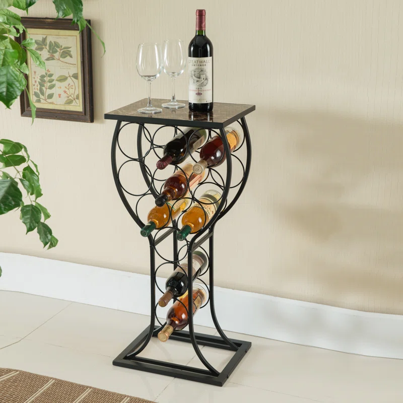 Floor Wine Bottle Rack in Black actual onsite view