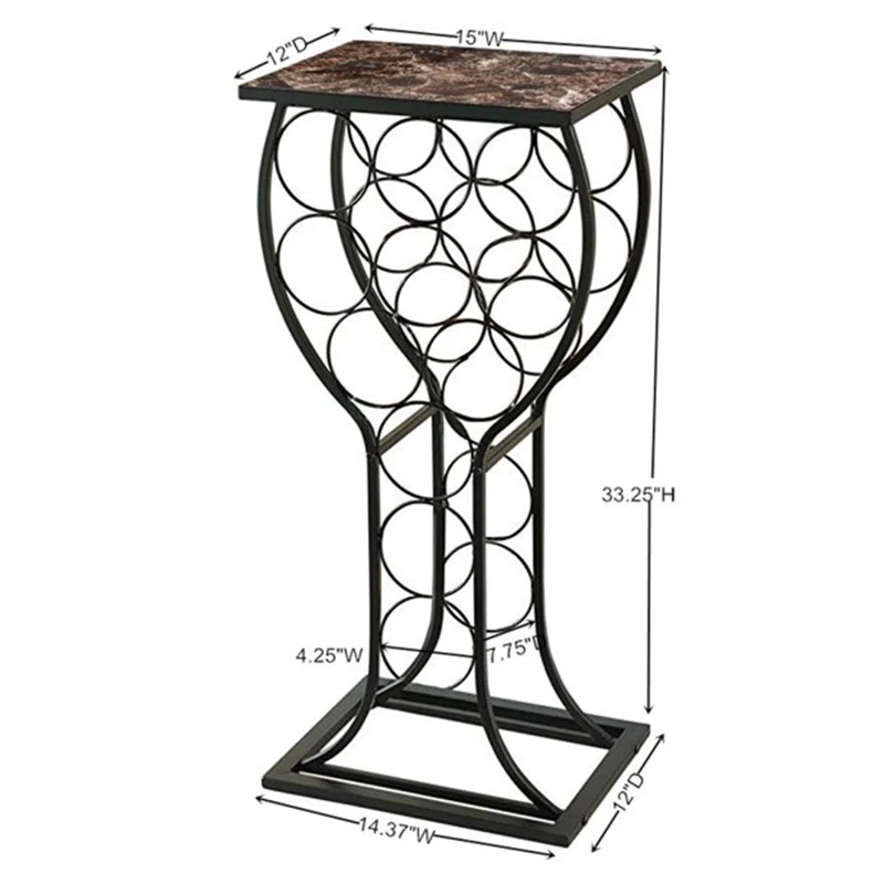 Floor Wine Bottle Rack in Black with dimentions