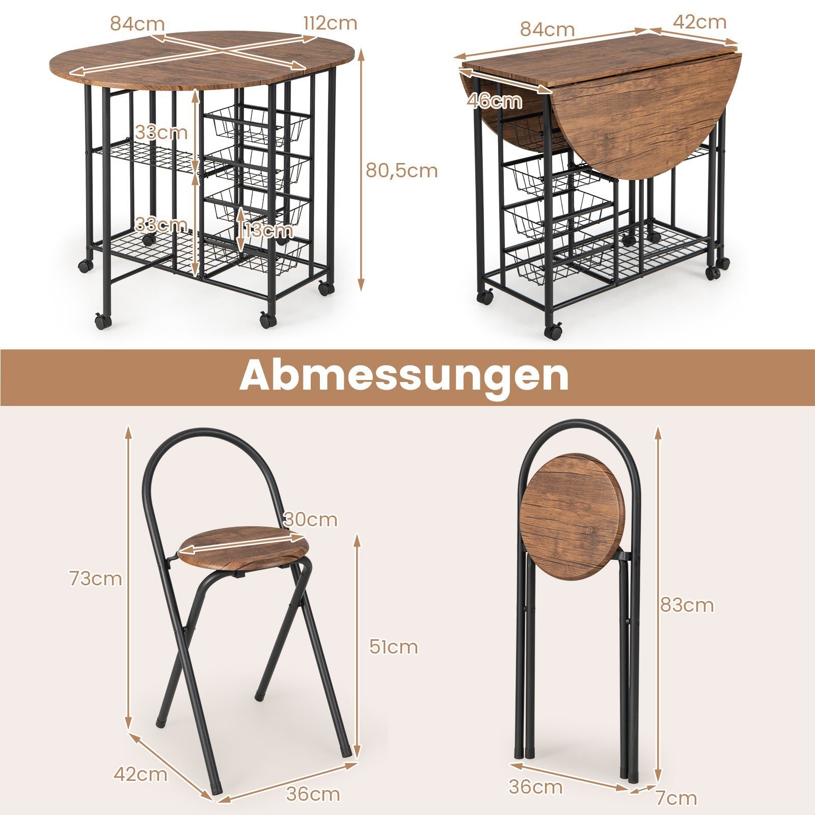 Foldable Bar table with all dimentions requiired