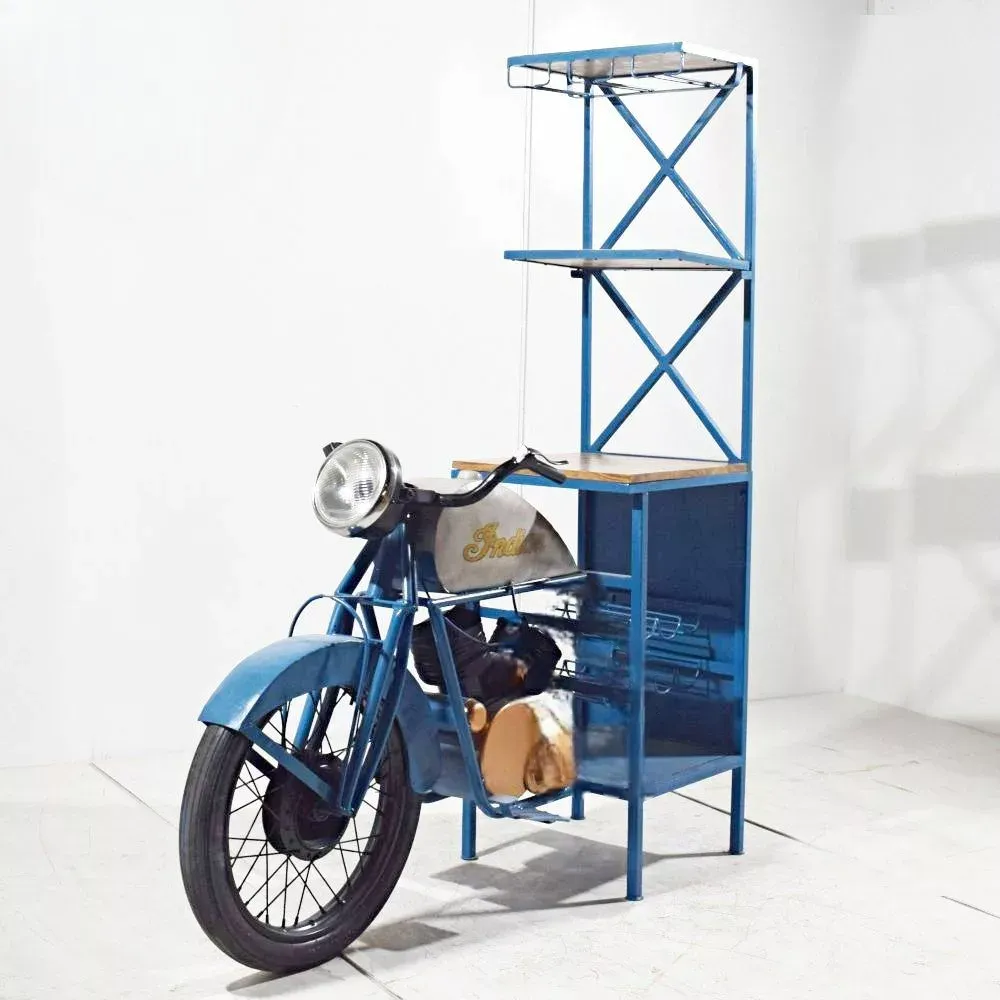 Indian Moped Unique Design Wine Cabinet side angle view