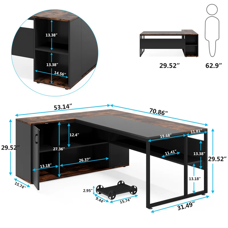 L Shaped Office Desk dimensions