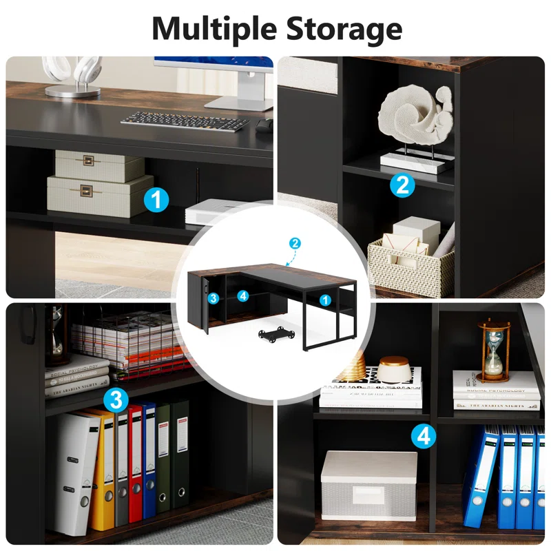 L Shaped Office Desk multiple storage
