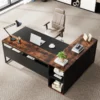 L Shaped Office Desk top view in office
