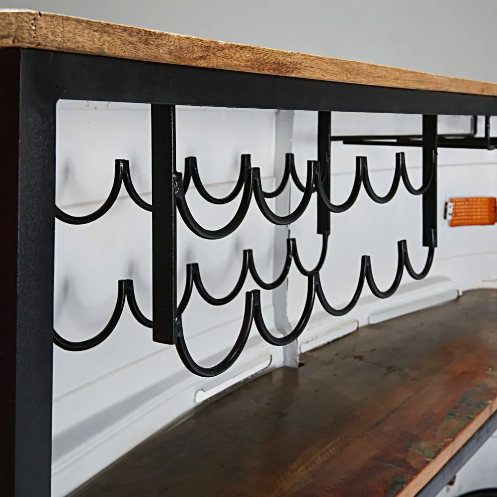 Metal and Recycled Wood Bar details