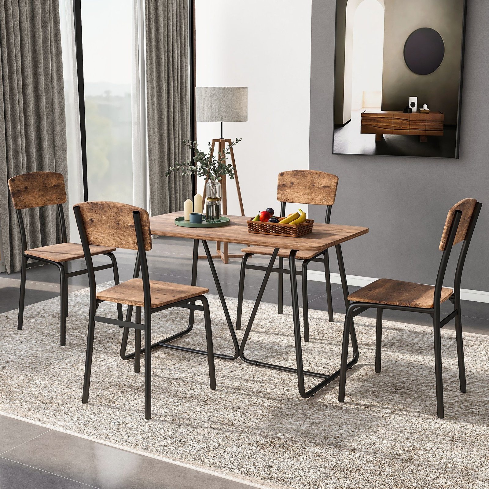 Modern dining table and chair set actual view on site image