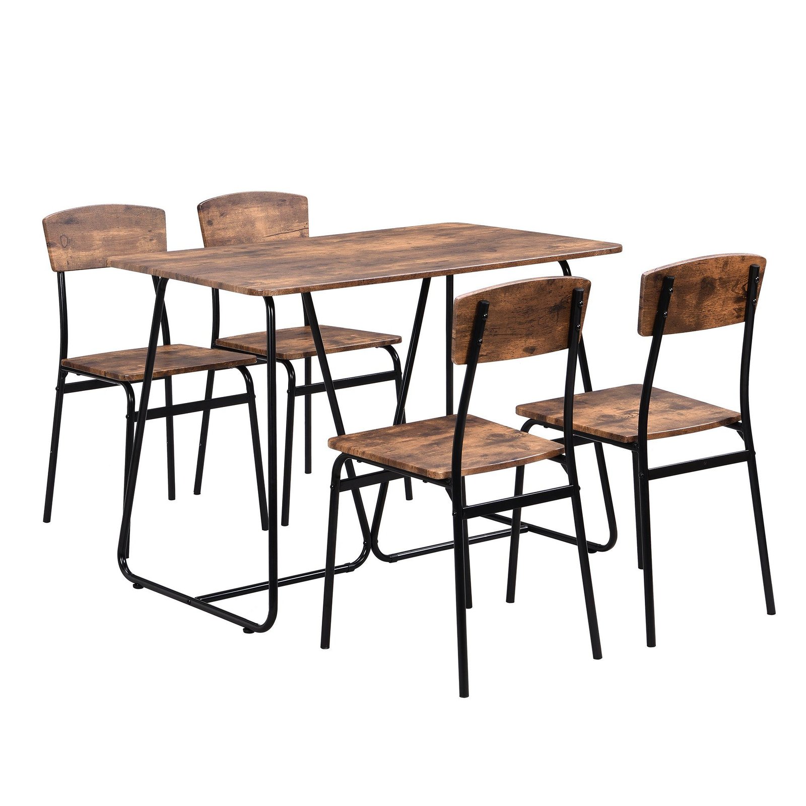 Modern dining table and chair set isometric view png (1)