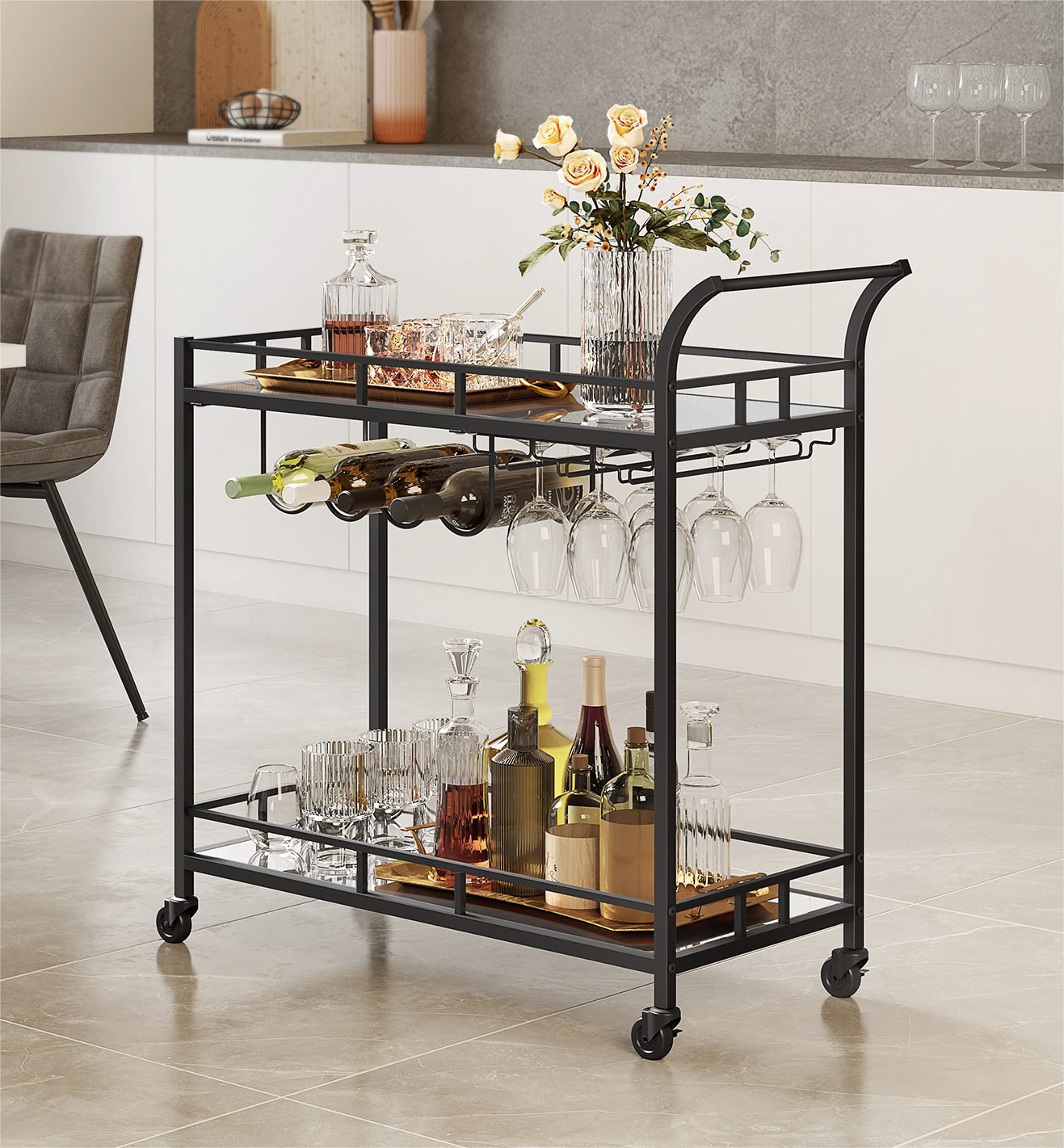 Side trolley wine rack actual onsite view
