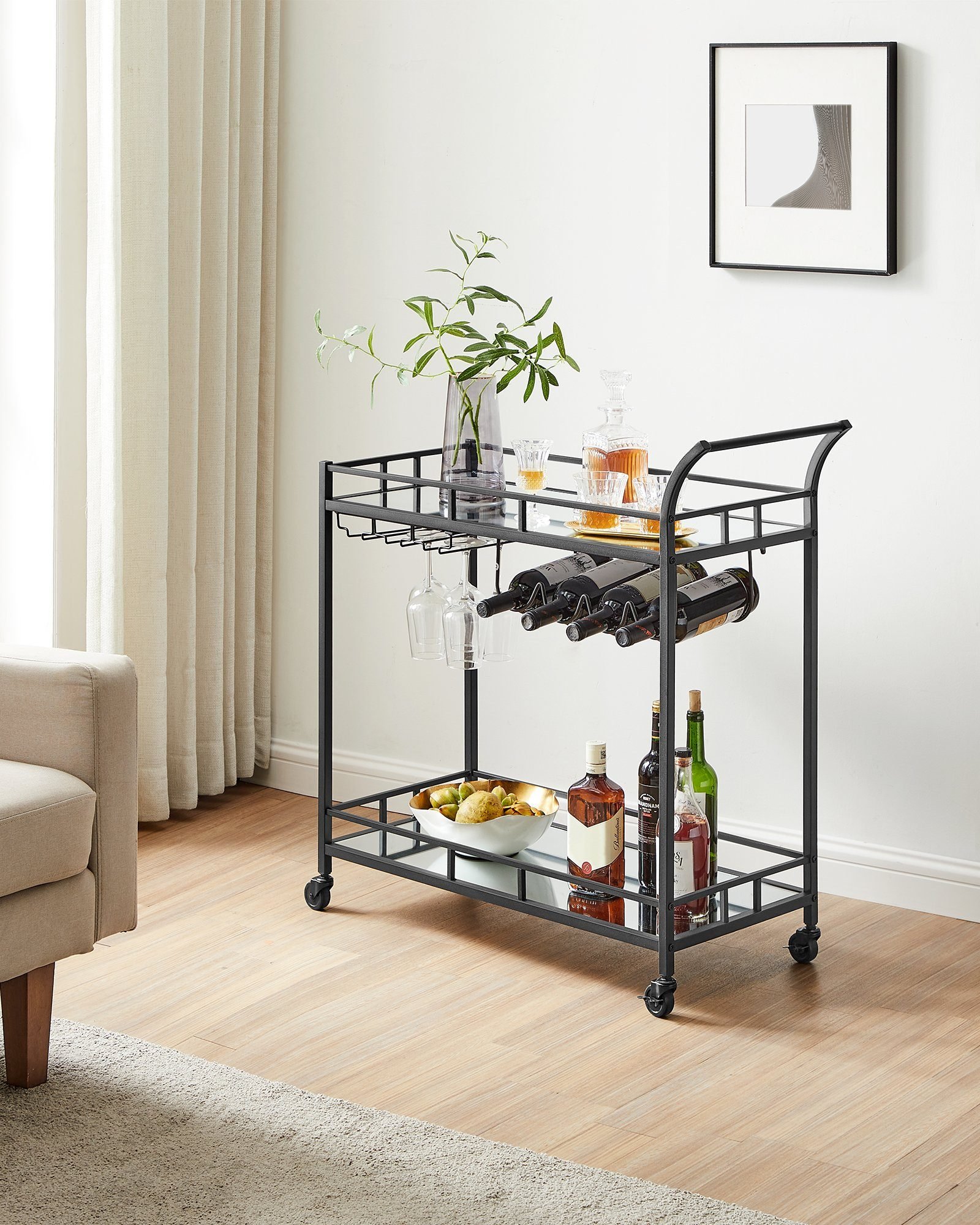 Side trolley wine rack onsite view
