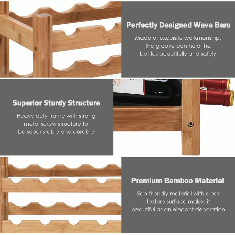 Solid Wood Tabletop Wine Bottle Rack details